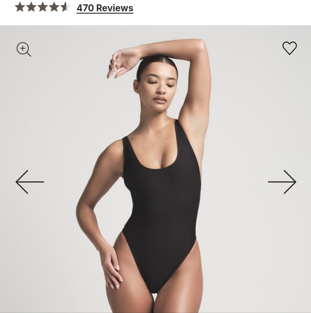 Skims Signature Swim Scoop Neck Black One-Piece Swimsuit Small NWOT